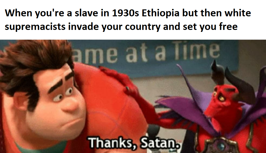 Slavery in Ethiopia abolished by...Mussolini??